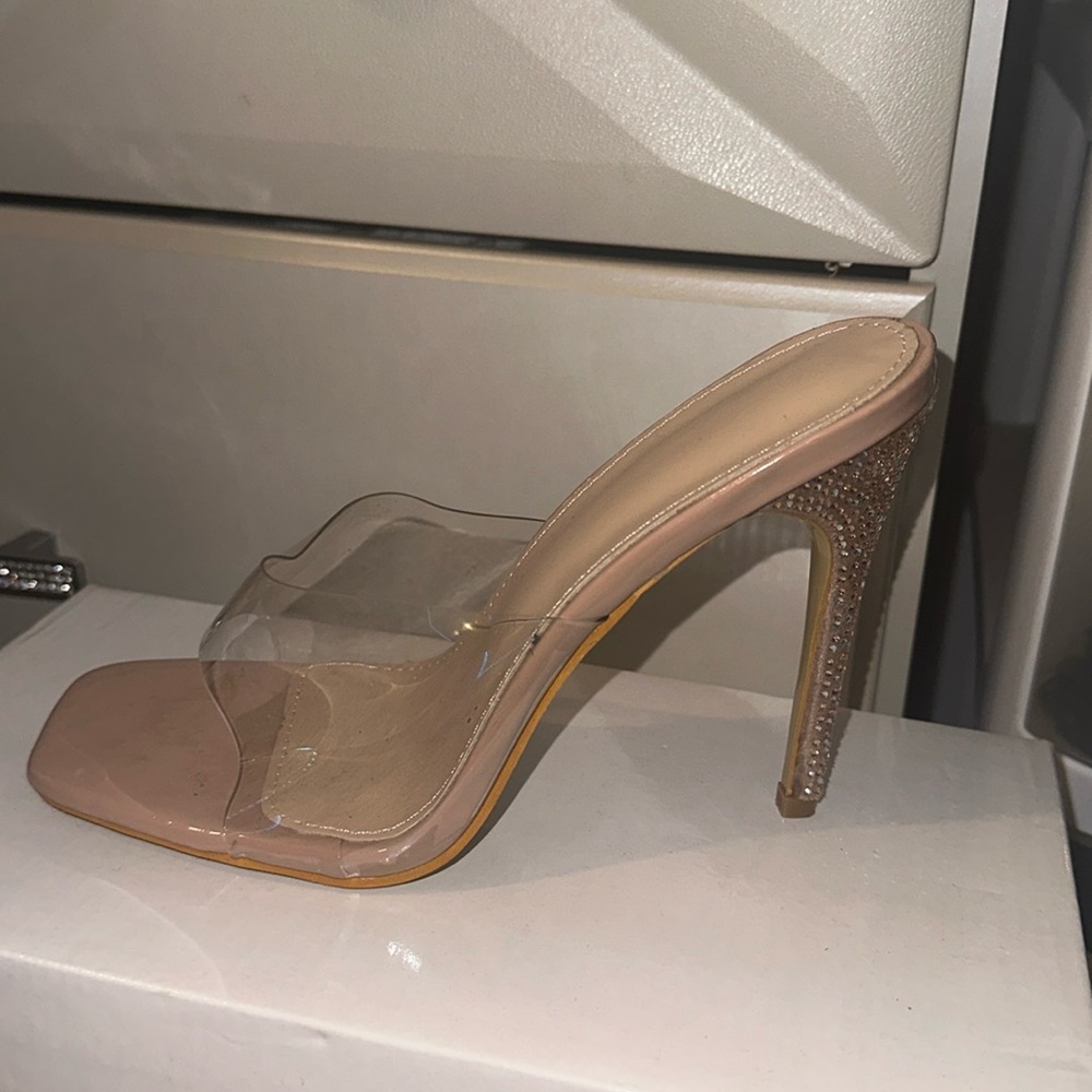 Rhinestone open toe sandal heels